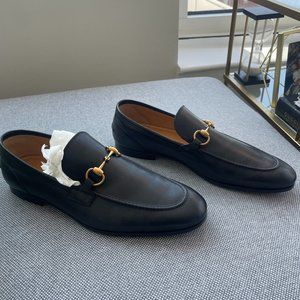 [New] never-worn Mens Gucci Jordaan Horsebit Loafers (Black) (9US/8UK)